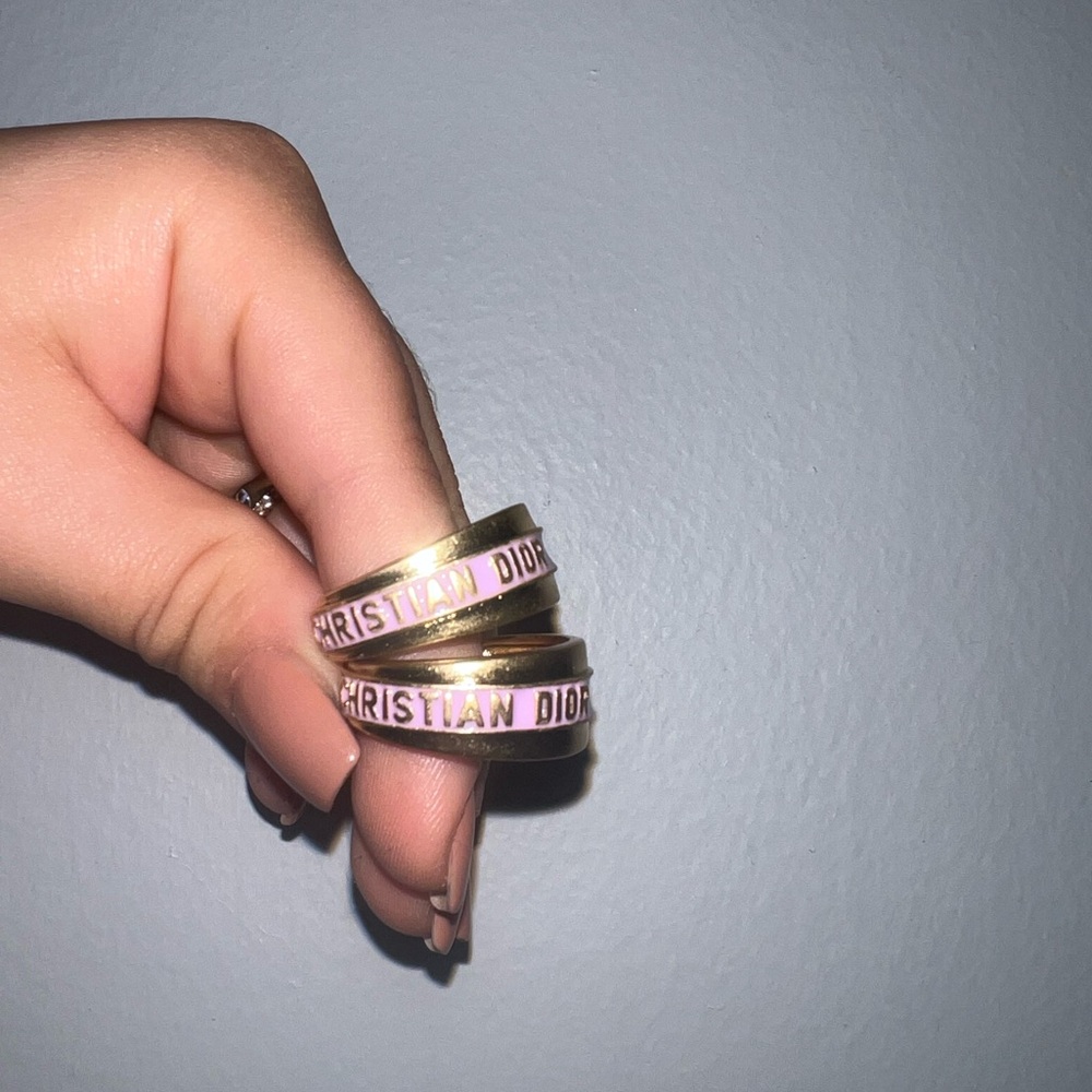 Dior Gold and purple Hoop Earrings